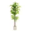 Image de ML-Design Bambou Artificiel 210 cm Décoratif, Plante Verte Grande avec Tronc en Bois