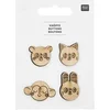 Image de Boutons en Bois Tête d'Animaux X4 de : Une Touche de Charme Naturel pour vos Créations Bébé(...) - Blanc