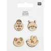 Image de Boutons en Bois Tête d'Animaux X4 de : Une Touche de Charme Naturel pour vos Créations Bébé(...) - Blanc