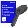 Image de Pomme de douche universelle Duravit, pomme de douche avec 3 types de jets (Rain, Pulse, Mono), douchette ronde, pommeau de douche avec fonction MinusFlow économisant l'eau, facile à nettoyer, noir mat en occasion ou reconditionné