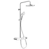 Image de Duravit Système de douche avec 3 types de jet (Rain, Pulse, Mono), pommeau de douche à angle réglable, facile à nettoyer, système de douche avec thermostat, chrome/blanc en occasion ou reconditionné