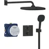 Image de GROHE Precision Thermostatique Carré Ensemble de Douche Encastré Vitalio Comfort avec Douche de Tête 25cm, Douchette 11cm 2 jets, Support Mural et Flexible 1.5m, Economie d'Eau, Noir Mat, 348822430 en occasion ou reconditionné