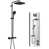 Image de GROHE Vitalio Comfort 250 Colonne de Douche avec Mitigeur Thermostatique, Douche de Tête Carrée 25cm 1 jet (Pluie), Douchette Carrée 11cm 2 jets (Pluie/Stimulant), Economie d'Eau, Noir Mat, 266962431 en occasion ou reconditionné