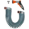 Image de Flexible d'arrosage 10 m de Gardena : tuyau d'arrosage spiralé pour petites surfaces, force de rappel, diamètre 9 mm, avec éléments du système Gardena et lance (4647-20) en occasion ou reconditionné