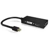 Image de ac1031 3 en 1 adaptateur DisplayPort (mâle) vers HDMI (4 K Ultra HD), DVI-D ou VGA Full HD (Noir) Connecteur Mini DisplayPort noir