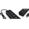 Image de hub1409 de C3 4 Compartiment de connexion USB HUB (type C) avec 4 x ports USB 3.0 (type A), câble intégré (40 cm), aluminium, noir