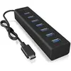 Image de hub1409 U3 4 voies de connexion de Hub USB (type A) avec 4 x ports USB 3.0 (type A), câble intégré (40 cm), aluminium, noir Connexion de type C 7x
