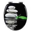 Image de Abattant de toilette en MDF avec charnière zinguée. Couvercle de WC. antibactérienne. 43.2x37.6cm. Pierre Noir