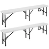 Image de 2x Bancs de jardin pliables en plastique blanc 180cm