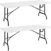 Image de 2x Table pliante blanche 183x76cm plastique robuste