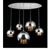 Image de Fermi Suspension de plafond Cluster nickel et cristal, 5 lumières, E27