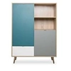 Image de Buffet haut - chêne Sonoma, blanc, gris et bleu - 103 x 40 x 139 cm
