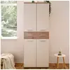 Image de Armoire à chaussures 4 portes 2 tiroirs 70x34,7x185 cm chêne et blanc