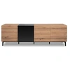 Image de Buffet Bas - Decor chene et noir - 4 portes - NOLA - L 200 x P 42 x H 65 cm