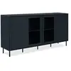 Image de Buffet salle à manger CARACAS - Décor bleu navy - 2 portes vitrées + 2 portes - L180 x H90 x P40 cm