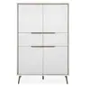 Image de Buffet haut 4 portes 2 tiroirs 90x38x140 cm blanc et chêne - AROUY