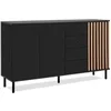 Image de Buffet 3 portes 4 tiroirs noir et bois Monza