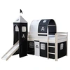 Image de Lit mezzanine avec Tunnel Tour Toboggan Rideau Pirate Noir 90x200