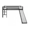 Image de Lit mezzanine gris pour enfants avec toboggan et echelle, 90 x 200 cm