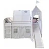 Image de Lit mezzanine 90x200 avec toboggan + echelle + rideau + tour et tunnel gris etoile