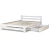 Image de Lit Double en Bois Blanc 140x200 avec tiroir de lit et sommier a lattes
