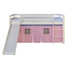 Image de Lit mi-hauteur avec rideaux rose pale et toboggan