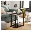 Image de FBT99-F Lot de 2 Tables Basses Gigognes pour Salon, Tables Carrée en Bois et Verre