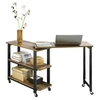 Image de FWT83-PF Table d'appoint Rotative, Table Console Mobile avec 2 étagères de Rangement et 6 roulettes