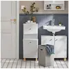 Image de BZR93-W Armoire à Linge, Corbeille à Linge, Meuble Bas de Salle de Bain, Meuble de
