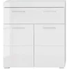 Image de Meuble bas de salle de bain 2 portes 1 tiroir blanc brillant Kelia 73 cm