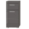 Image de Meuble bas gris brillant 1 porte 1 tiroir Kelia 37 cm
