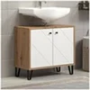 Image de Meuble sous lavabo 69x32x61 cm décor chêne et blanc mat - FLOW