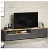 Image de Meuble TV 3 portes 210 cm décor chêne et anthracite - YANN