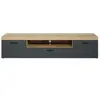 Image de Meuble TV - Tyler - Urbain - En panneaux de particules - Gris anthracite mat / chene miel - 230 x 52 x 52 cm -