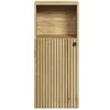 Image de PURE BLISS - Meuble de rangement SDB - 40 x 95 x 31 cm - Chene blond avec des rainures noires -