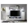 Image de ensemble meuble tv dos - 3 portes - led - mélamine blanc mat et brillant - l208 x p33 x h165 cm