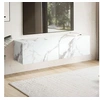 Image de Meuble TV suspendu 2 portes 120x30x30 cm effet marbre blanc - KYONI