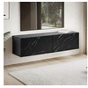 Image de Meuble TV suspendu 2 portes 120x30x30 cm effet marbre noir - KYONI