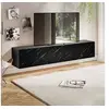 Image de Meuble TV suspendu 3 portes 160x30x30 cm effet marbre noir - KYONI