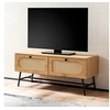 Image de Meuble TV 2 tiroirs 100x40x45 cm effet chêne et rotin - VITEL