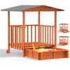 Image de Bac à sable Merle 133x127cm en bois toit protection UV50+