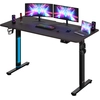 Image de Bureau assis debout marron 140x60x73-118cm avec écran LCD