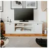 Image de Meuble TV 2 portes 160x45x48 cm blanc - LANDZY
