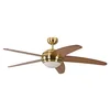 Image de Ventilateur de plafond Melton par Pepeo avec eclairage et télécommande incluse revêtement laiton, pâles en érable-miel, 132 cm en occasion ou reconditionné