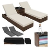 Image de Lot de 2 Bains de soleil design luxueux Table avec rangement marron