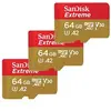 Image de Lot de 3 Carte Mémoire microSDXC Extreme 64 Go A2 jusqu'à 170 Mo/s écriture 80Mo/s Classe 10 U3 V30 Adaptateur SD