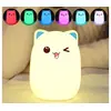 Image de Chat coloré LED veilleuse RGB télécommande silicone USB lampe de chevet chambre rechargeable