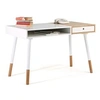 Image de Bureau scandinave 120x60x75 cm décor blanc et chêne