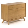 Image de Buffet 2 portes 1 tiroir 100x40x75 cm décor chêne naturel