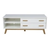 Image de Meuble TV Design "Kensal" 130cm Chêne & Blanc